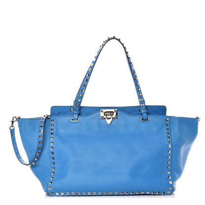 Valentino Garavani Vitello Medium Rockstud Tote Blue Fluo 1 of 11