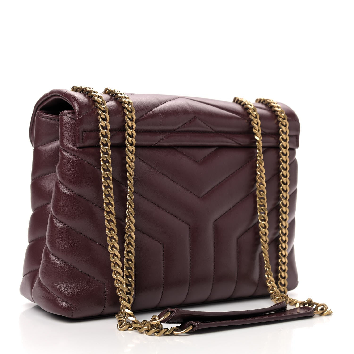 Saint Laurent Calfskin Y Quilted Monogram Small Loulou Chain Satchel Dark Legion Red 3 of 10