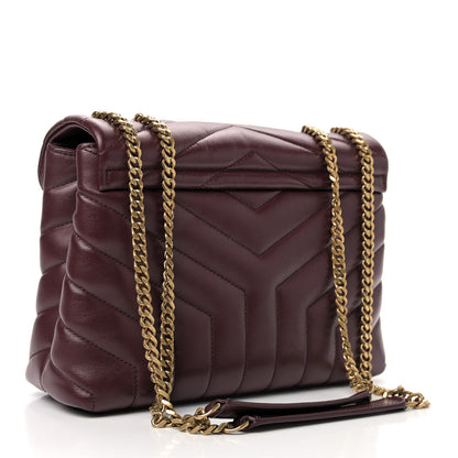 Saint Laurent Calfskin Y Quilted Monogram Small Loulou Chain Satchel Dark Legion Red 3 of 10