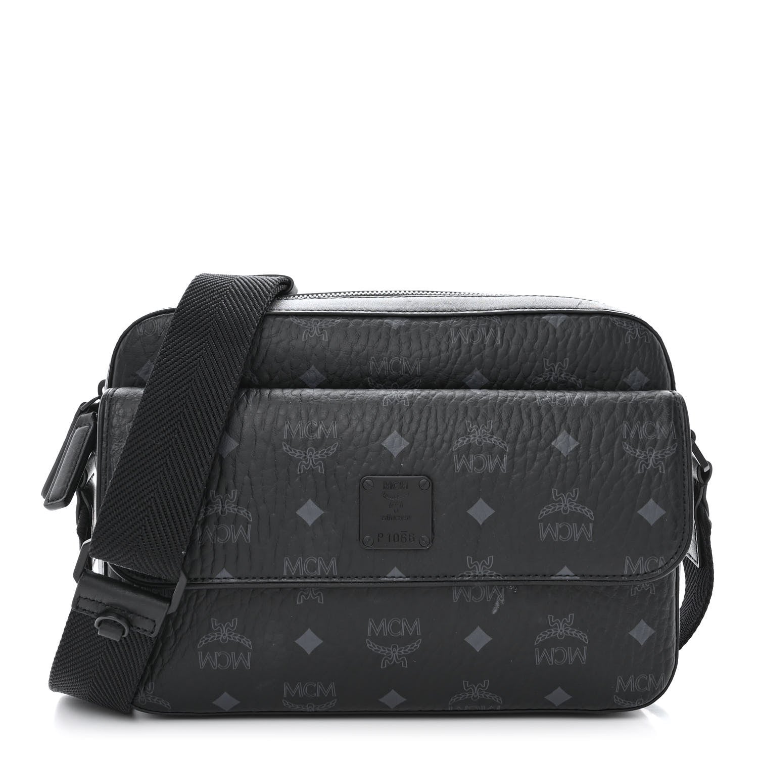 MCM Visetos Monogram Medium Aren Crossbody Black 1 of 9