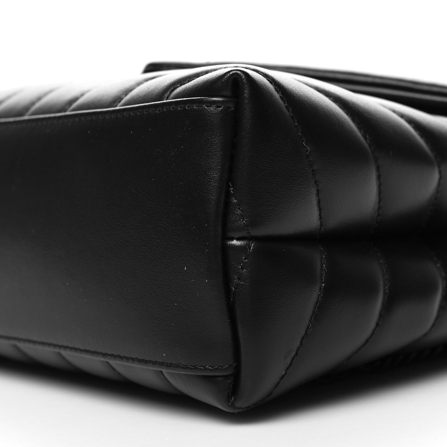 Calfskin Y Quilted Monogram Monochrome Small Loulou Chain Satchel Black