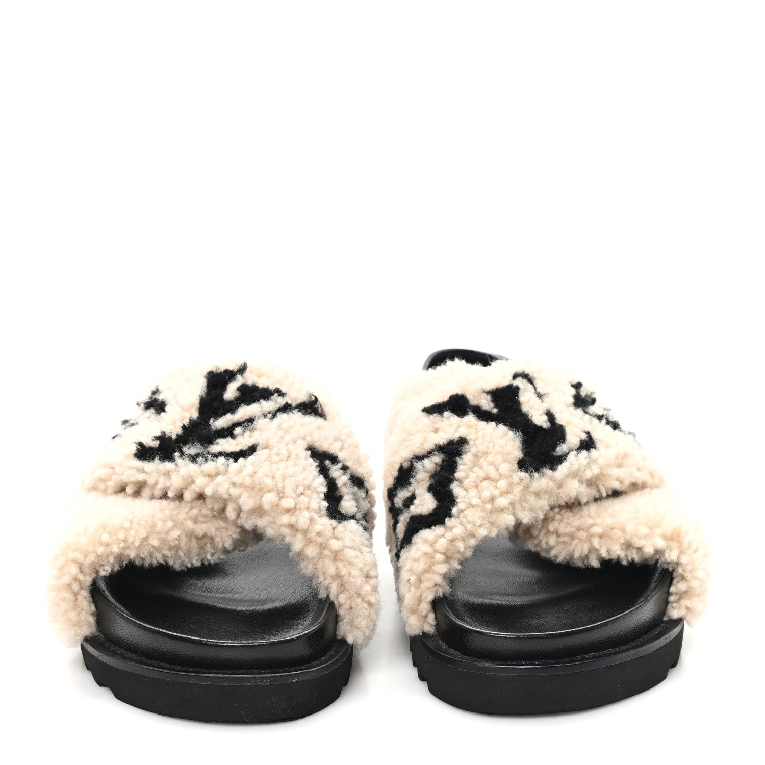 Louis Vuitton Shearling Paseo Sandals 37 Black 3 of 8