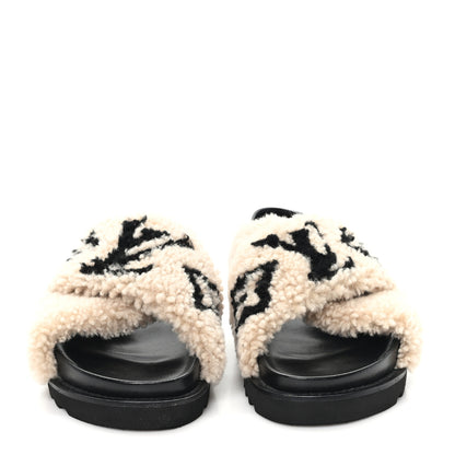 Louis Vuitton Shearling Paseo Sandals 37 Black 3 of 8