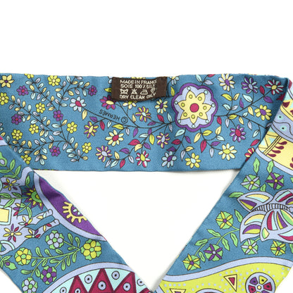 Hermes Silk L'Arbre De Vie Twilly Canard Fuchsia Vert 2 of 3