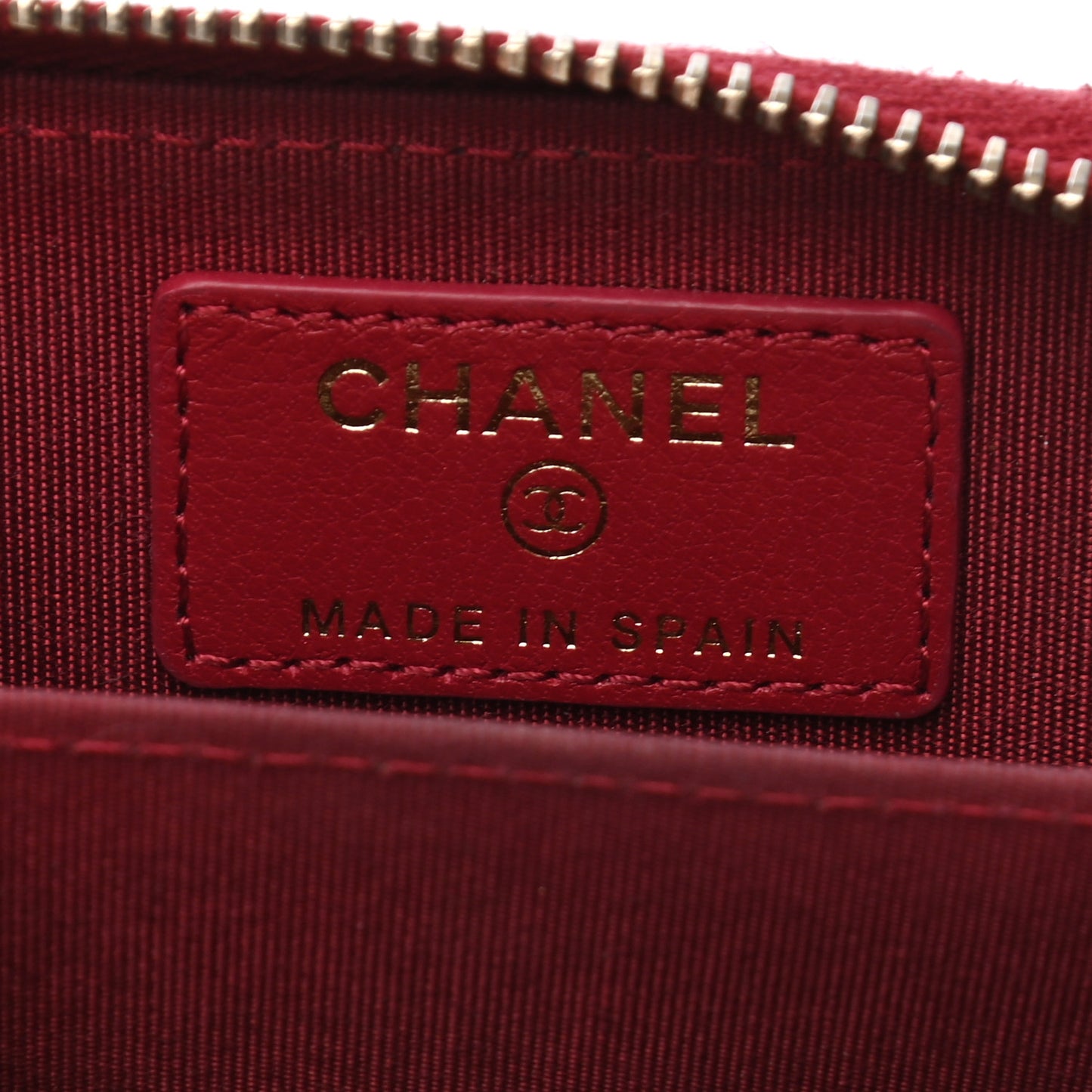 Goatskin Quilted Chanel 19 Zip Around Coin Purse Wallet Red