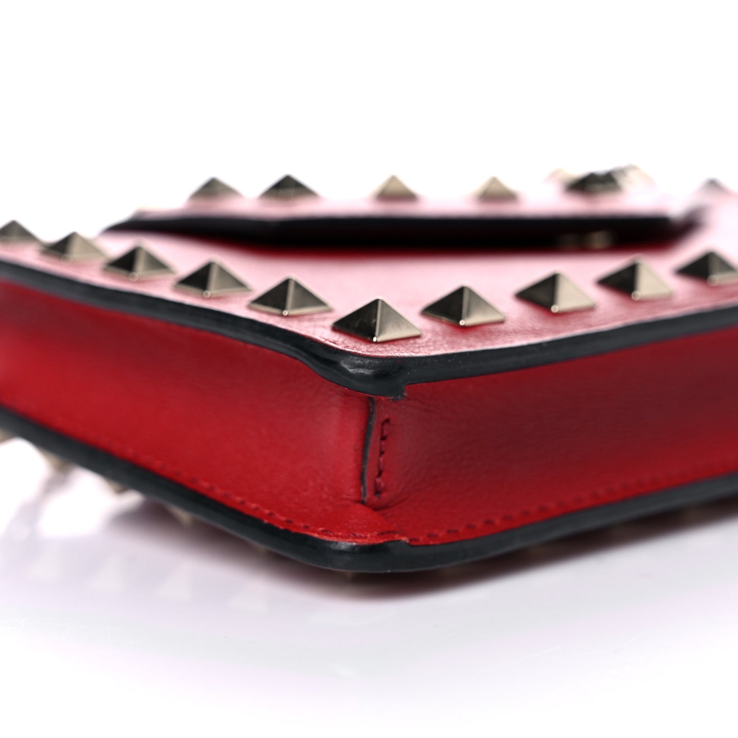 Calfskin Rockstud Phone Case With Chain Rosso Valentino
