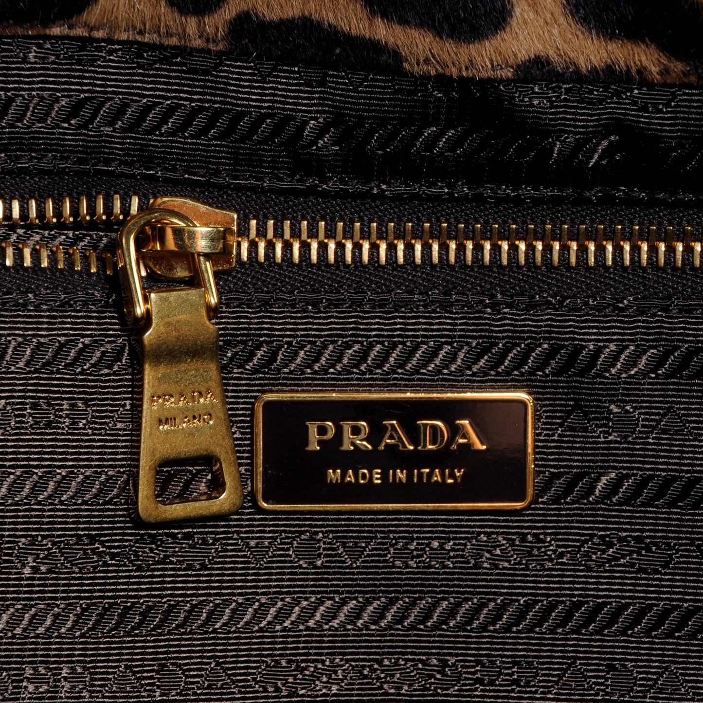 Calf Hair Leopard Print Shopping Tote Sabbia Moro