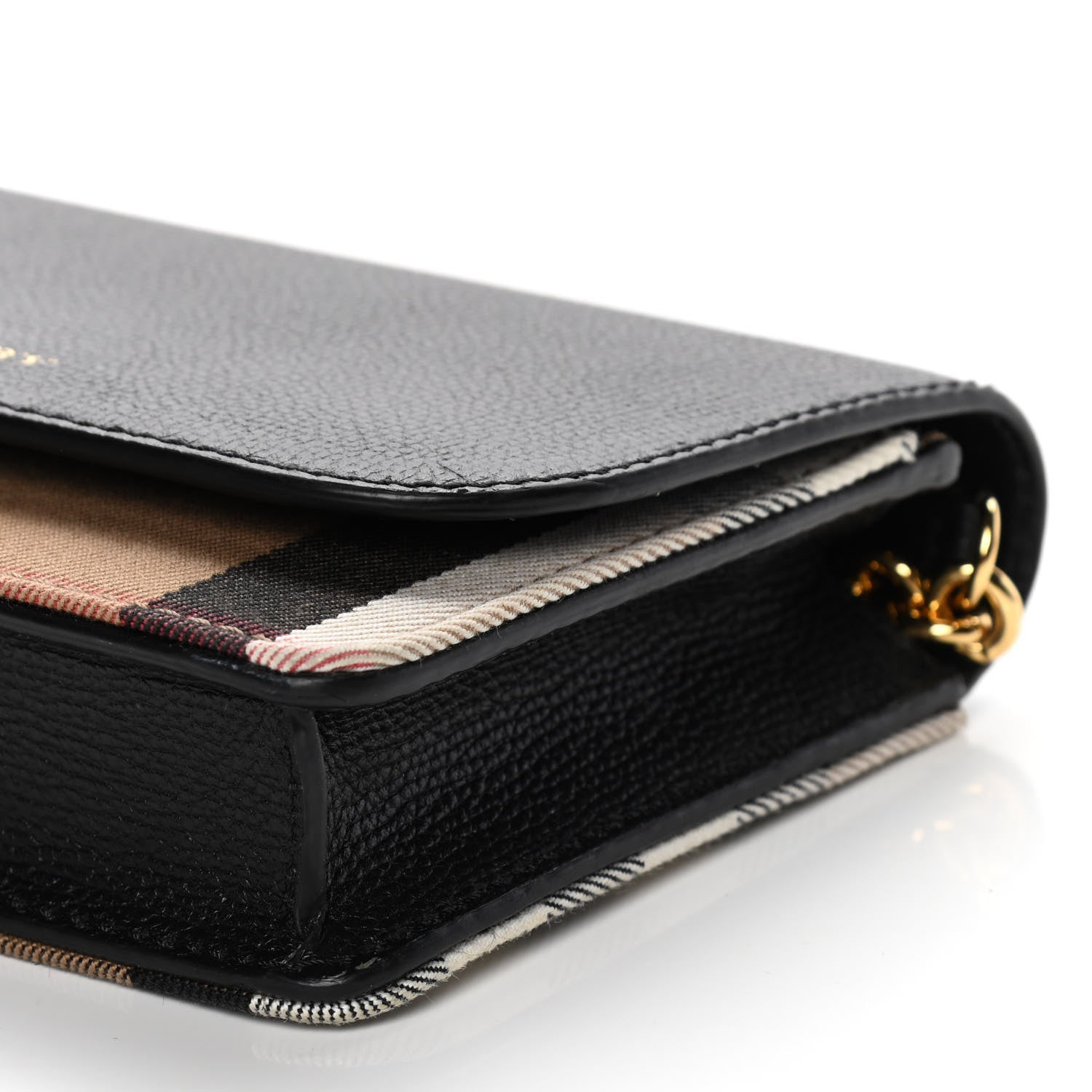 Burberry Derby Calfskin House Check Wallet On Chain Black 8 of 9