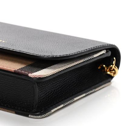 Burberry Derby Calfskin House Check Wallet On Chain Black 8 of 9