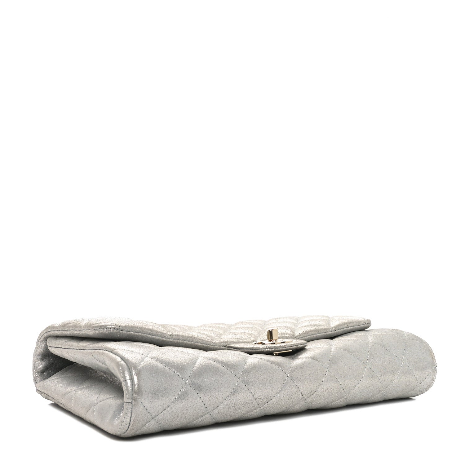 Chanel Iridescent Calfskin Quilted Clutch With Chain Flap Silver 4 of 11