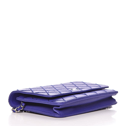 Chanel Calfskin Quilted Fancy CC Wallet On Chain WOC Blue 4 of 14