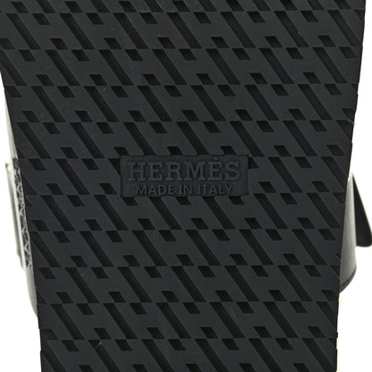 Hermes Veau Indios Woolskin Mens Chypre Sandals 41 Black Ecru 7 of 8