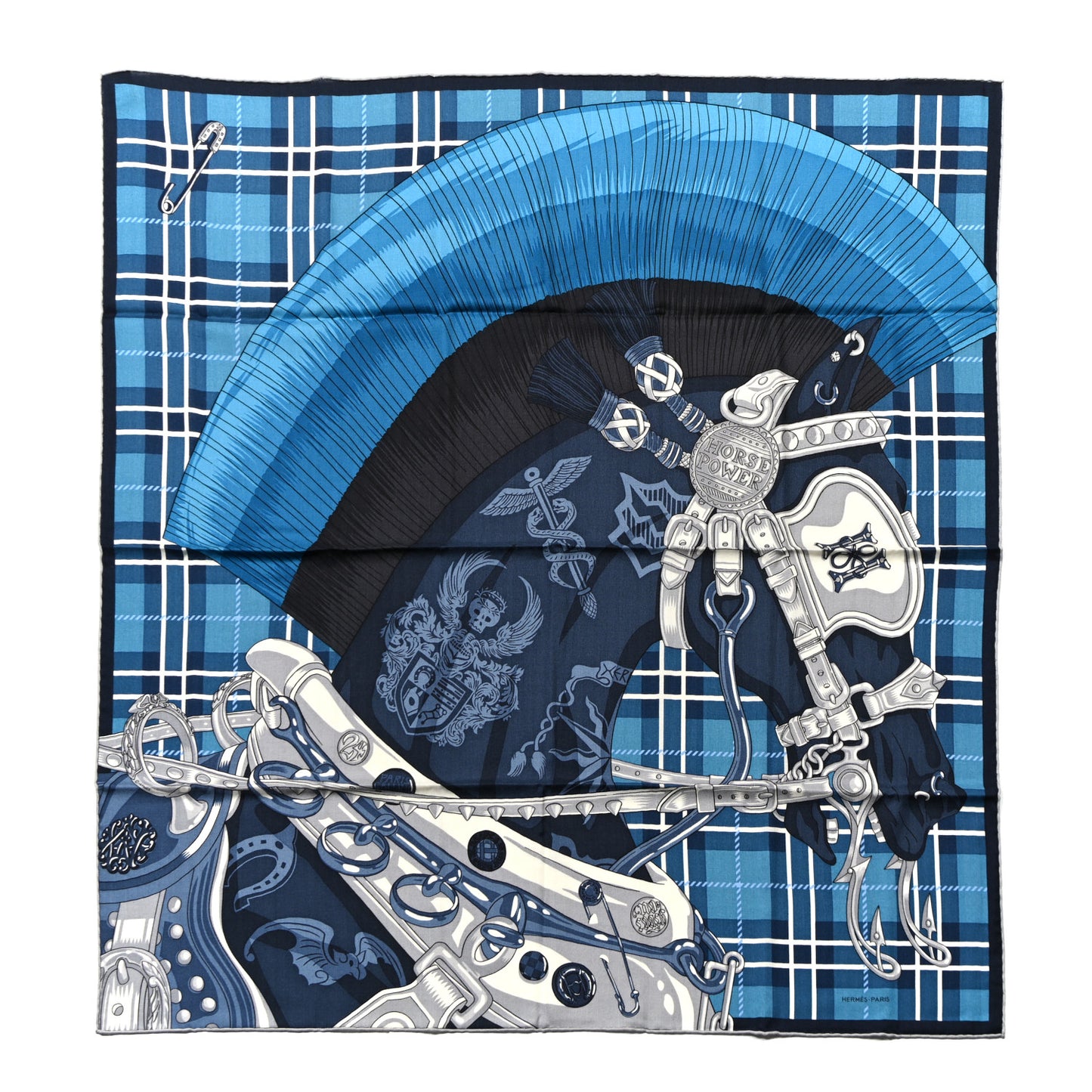 Cashmere Silk Cheval Punk Scarf 100 Turquoise Marine Gris