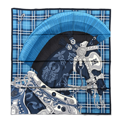 Hermes Cashmere Silk Cheval Punk Scarf 100 Turquoise Marine Gris 1 of 5