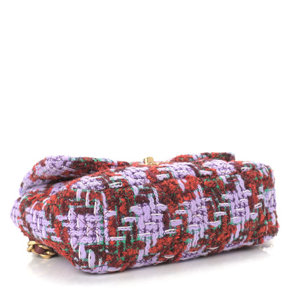Chanel Tweed Quilted Medium Chanel 19 Flap Red Purple Green 4 of 9