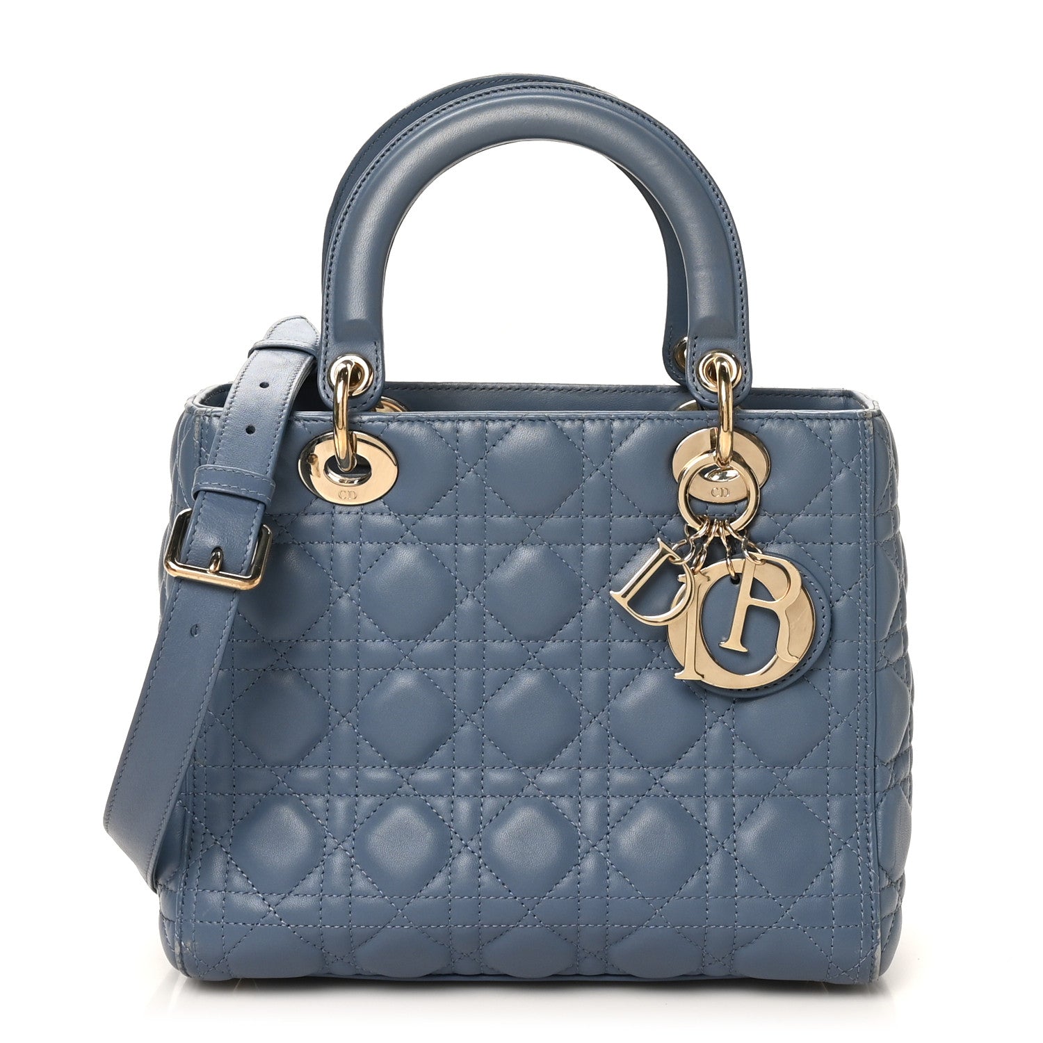 Christian Dior Lambskin Cannage Medium Lady Dior Denim Blue