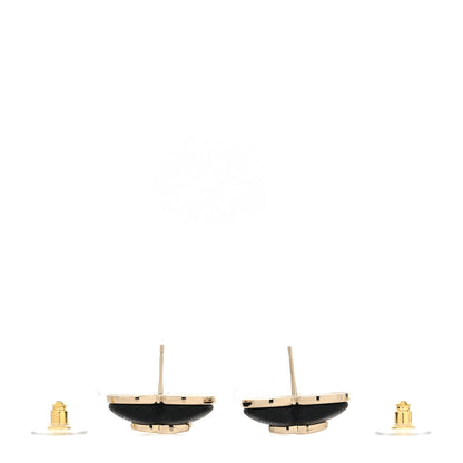 Chanel Lambskin CC Heart Earrings Black Gold 3 of 4