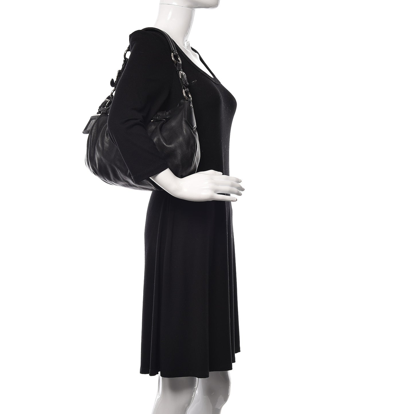 Soft Calf Pleated Hobo Black
