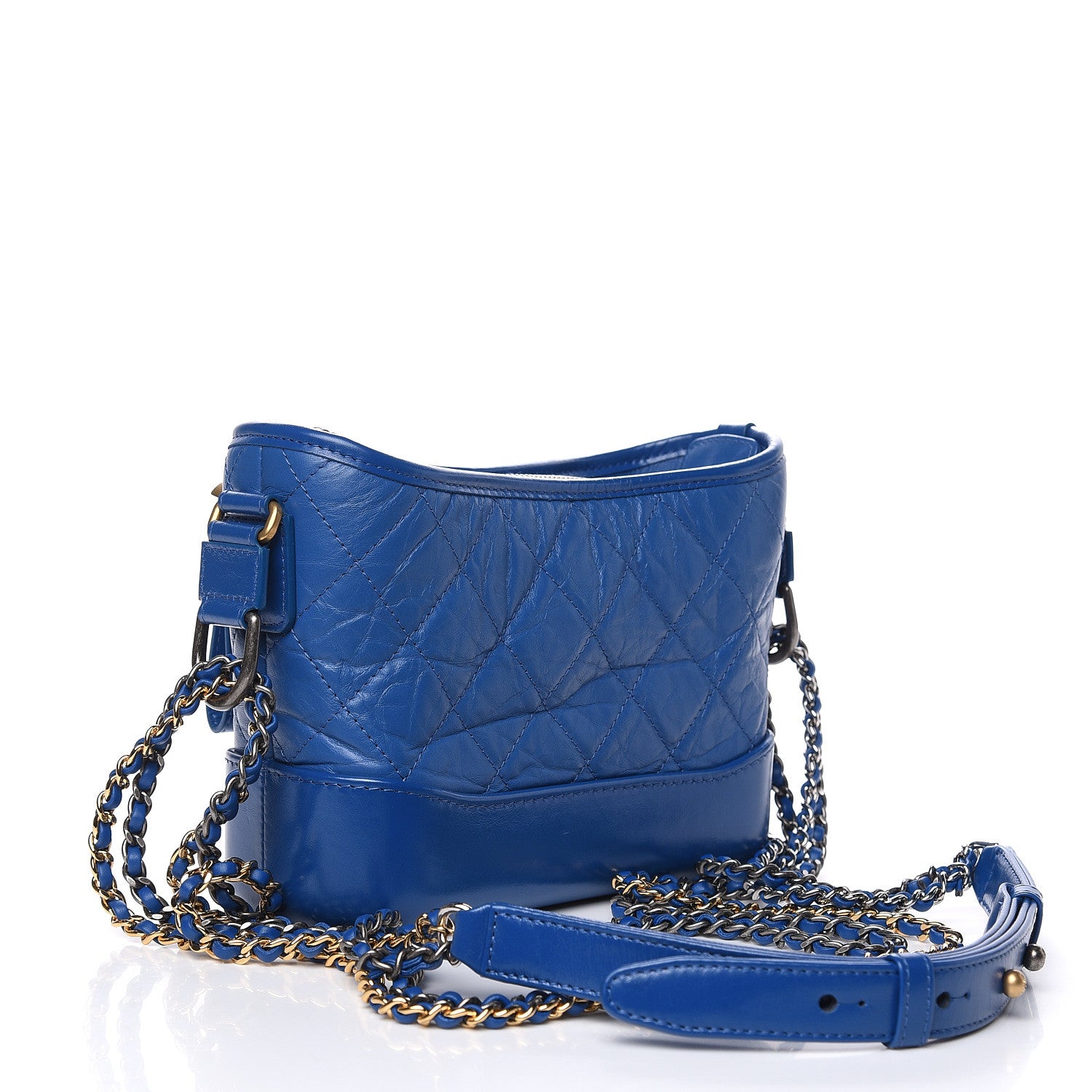 Chanel Aged Calfskin Quilted Small Gabrielle Hobo Blue 3 of 9