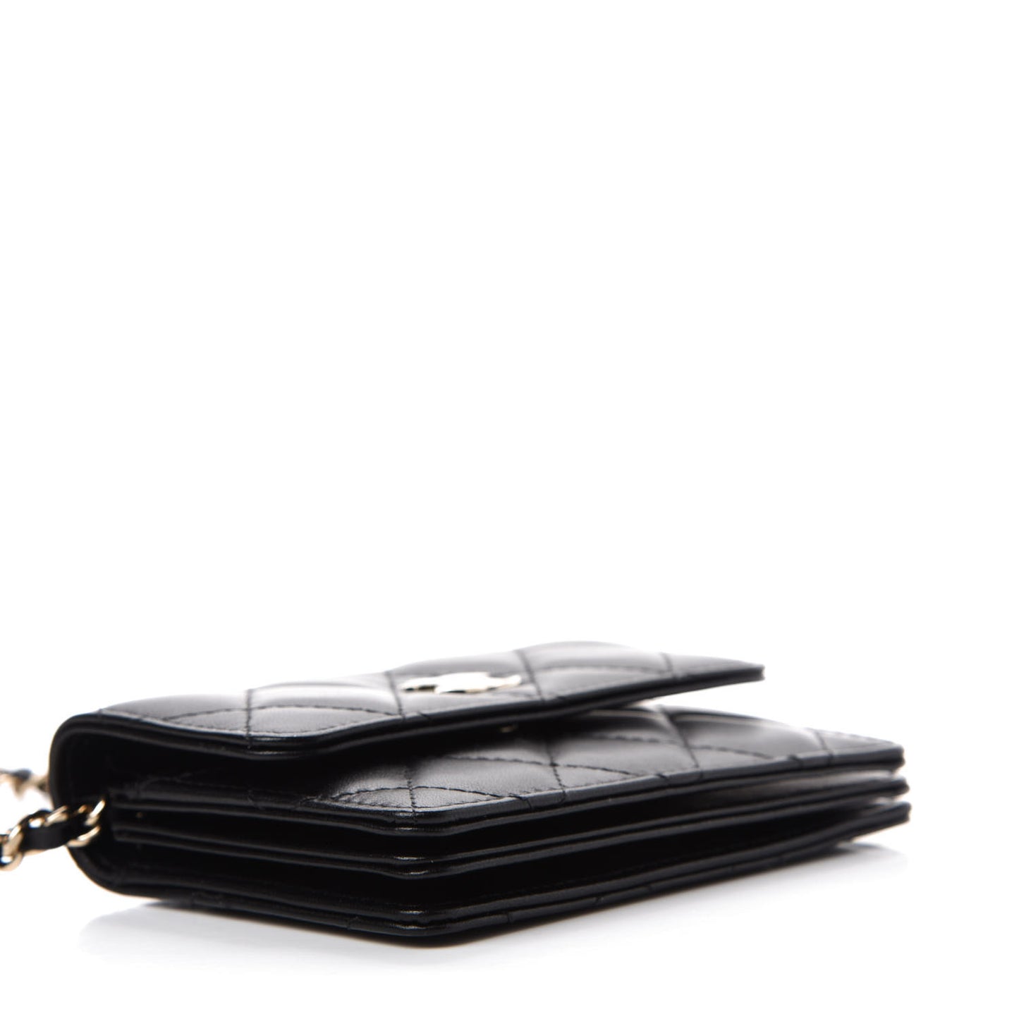 Lambskin Quilted My Chanel Lady Card Holder On Chain Black