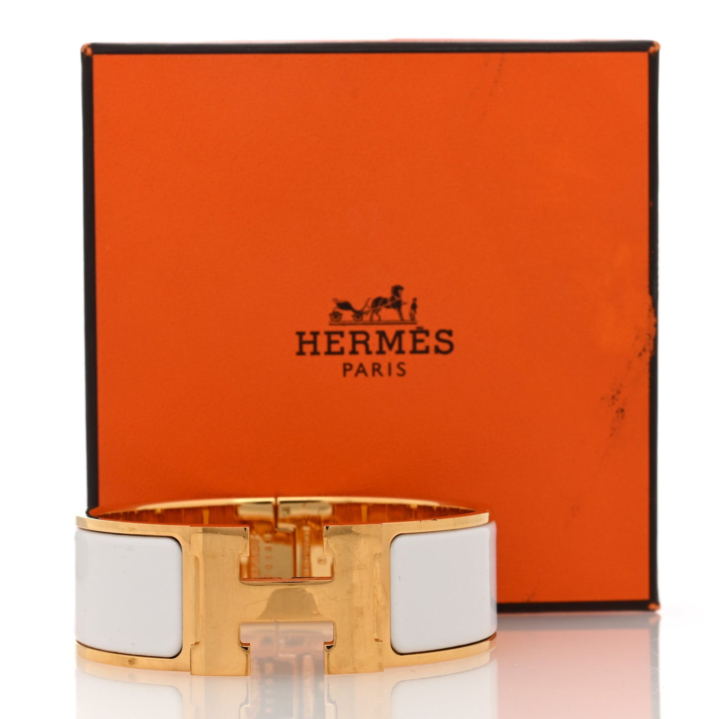 Enamel Wide Clic Clac H Bracelet PM White