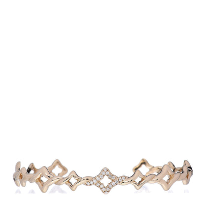 David Yurman 18K Yellow Gold Diamond Venetian Quatrefoil Single Row Cuff Bracelet 1 of 4