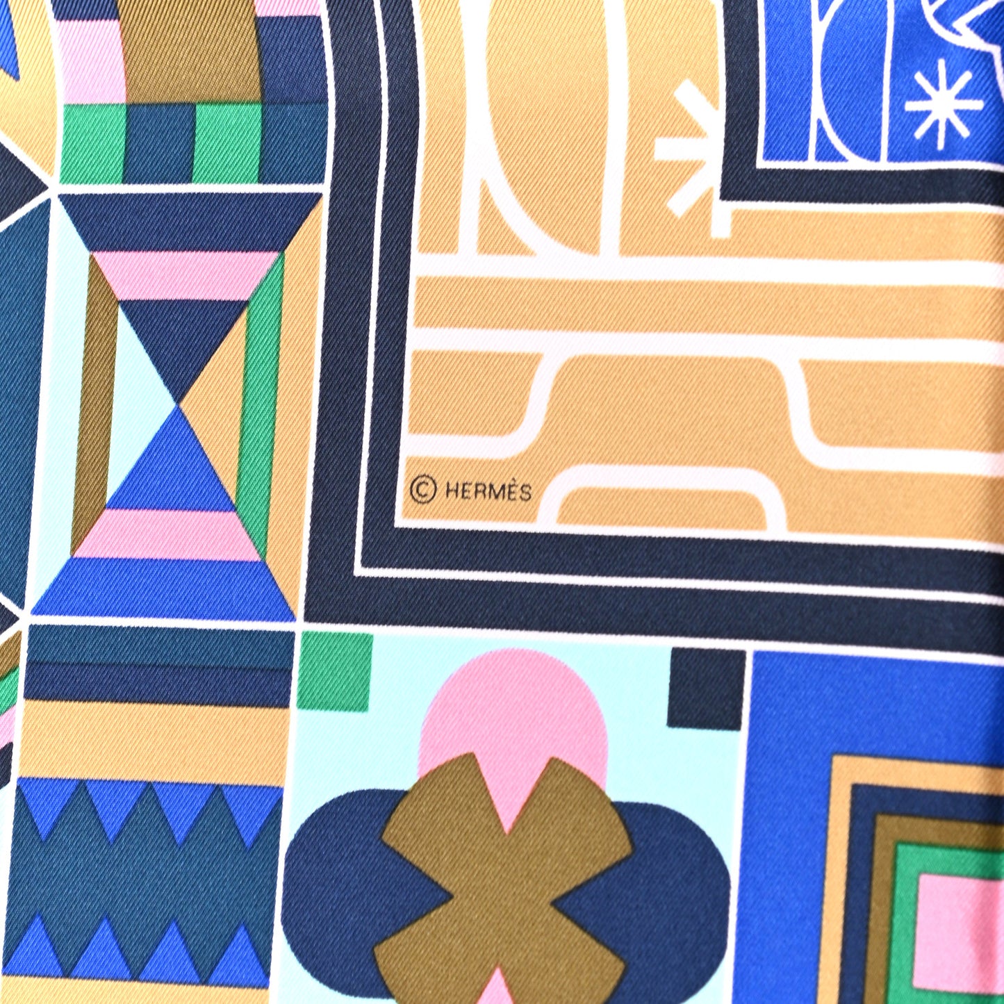 Silk NDOP Scarf 90 Marine Vert Rose