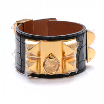 Hermes Matte Alligator Collier De Chien CDC Bracelet Black Small 1 of 5
