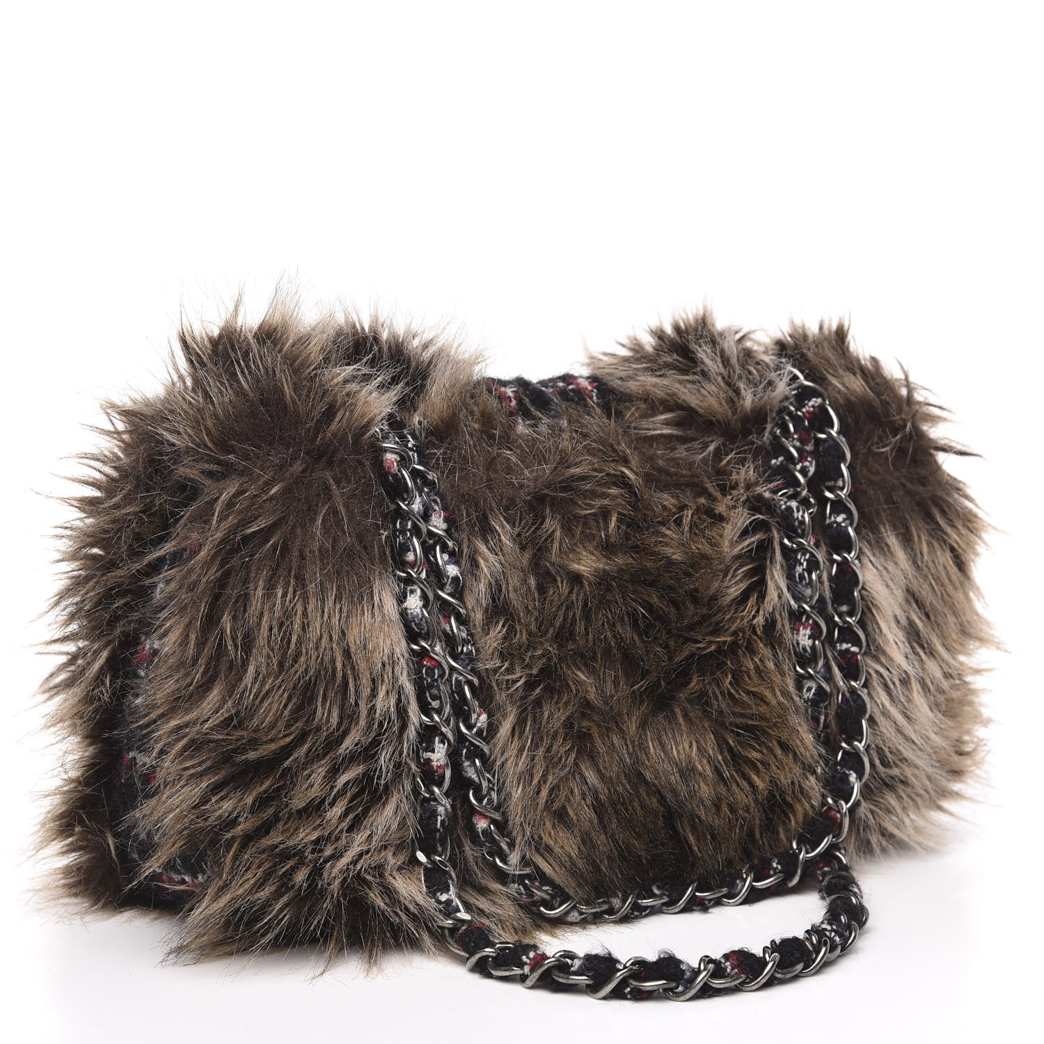 Chanel Tweed Arctic Fantasy Fur Flap Blue Red 3 of 10