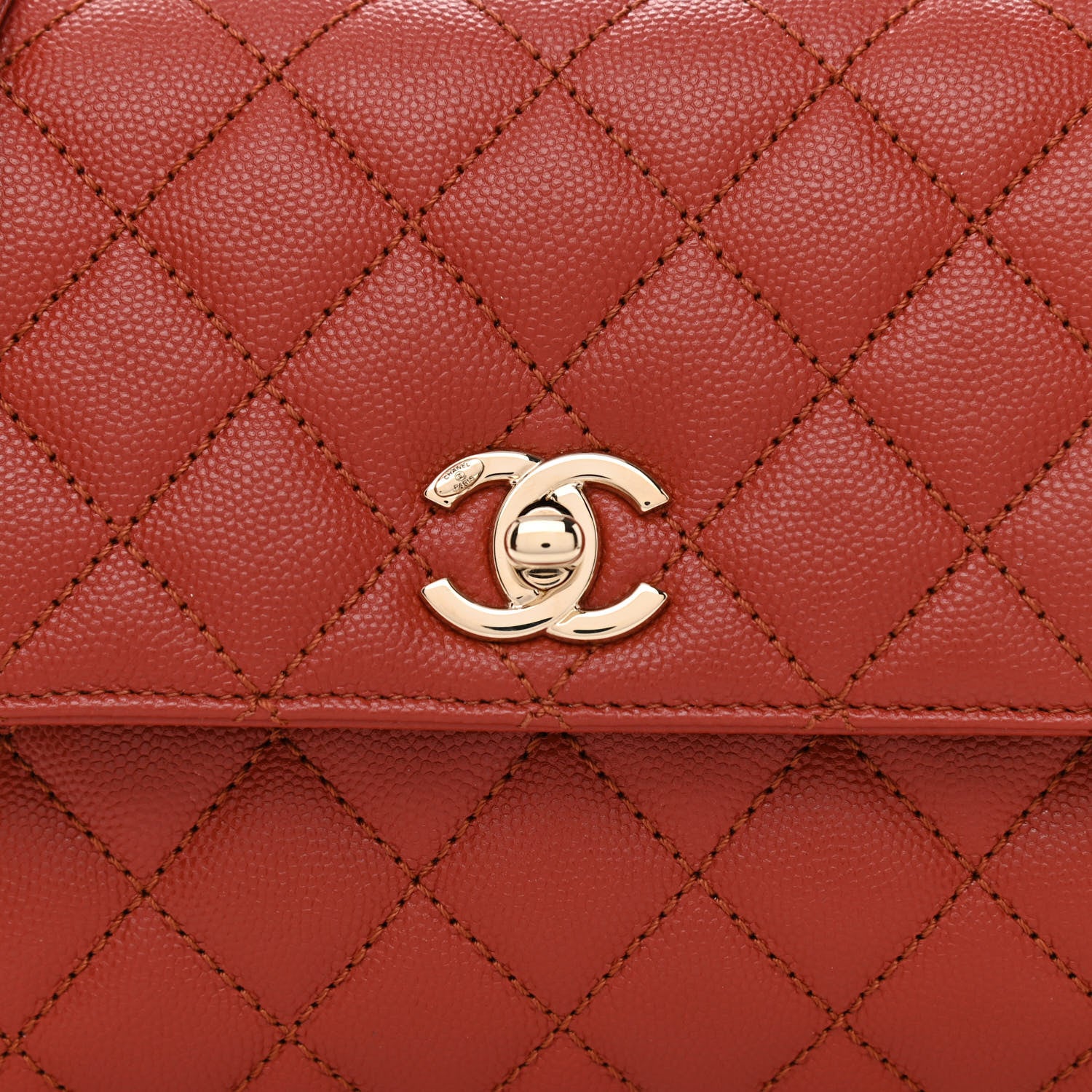 Chanel Caviar Quilted Mini Coco Handle Flap Dark Orange 8 of 10