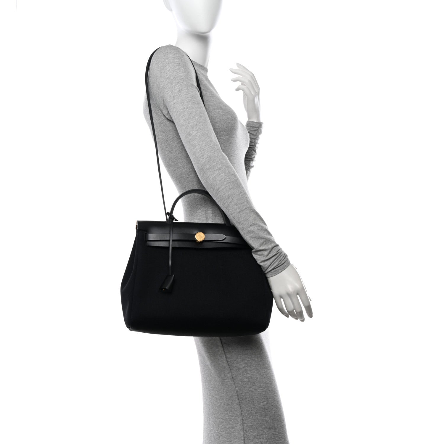 Hermes Military Toile Vache Hunter Herbag Zip Retourne 31 PM Black 2 of 12