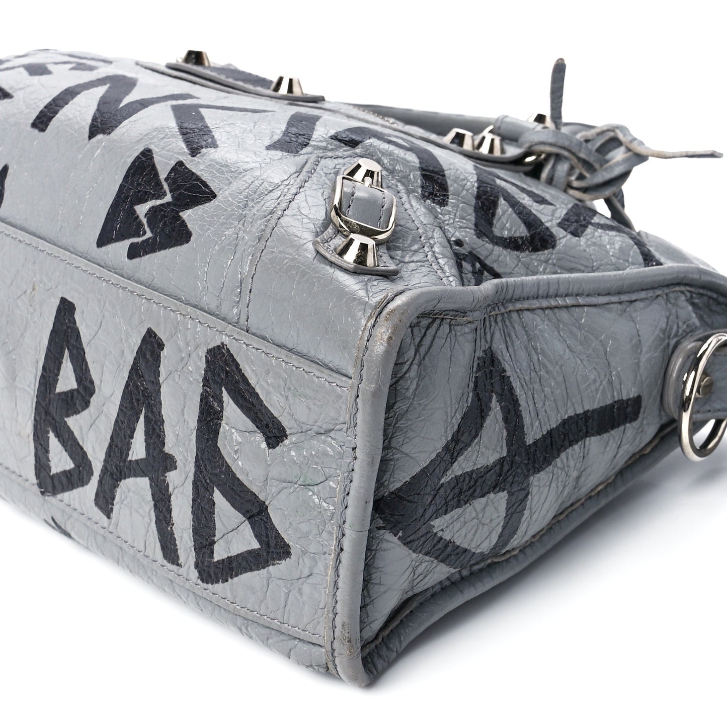 Agneau Arena Graffiti All Over Classic Silver Hardware S City Balenciaga Grey Black