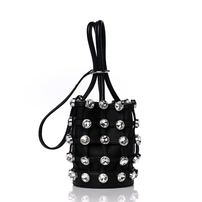 Alexander Wang Calfskin Crystal Embellished Roxy Mini Bucket Bag Black 3 of 11