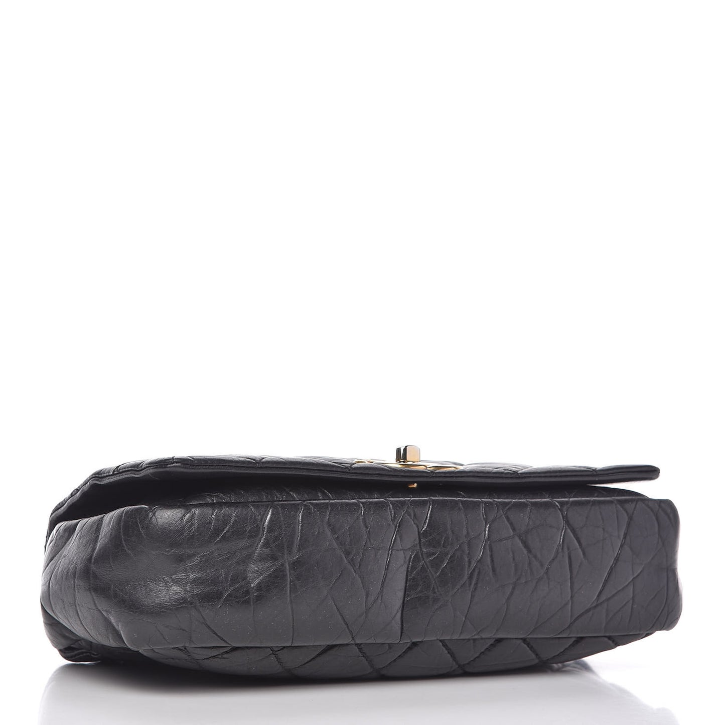 Aged Calfskin Quilted Medium Pondichery Flap Black