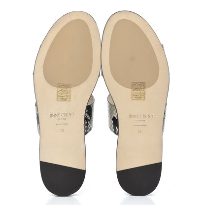 Jimmy Choo Calfskin Snake Print Atia Flat Sandals 38 Natural 5 of 9