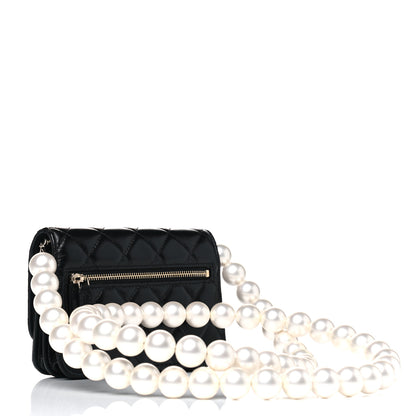 Chanel Calfskin Quilted Mini Maxi Pearls Wallet On Chain WOC Black 2 of 5
