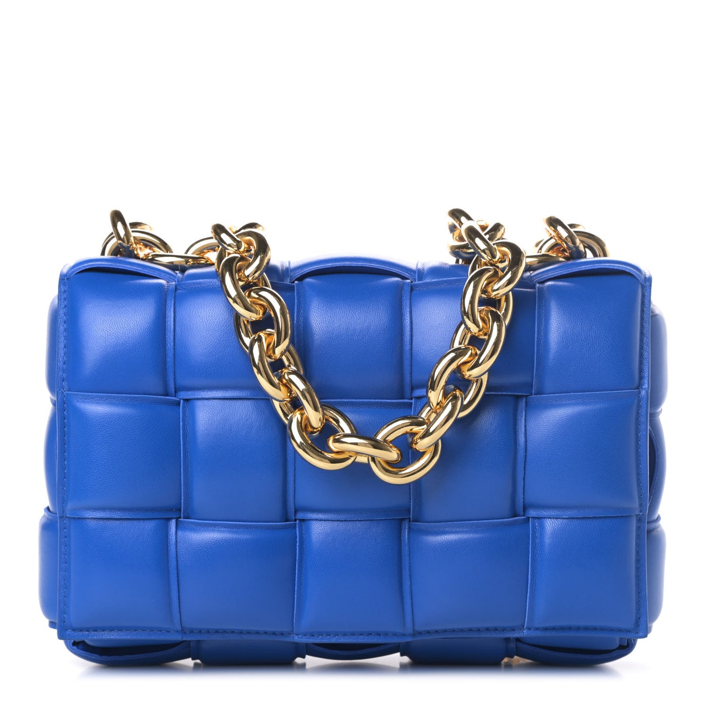 Lambskin Maxi Intreccio Padded Chain Cassette Crossbody Bag Cobalt