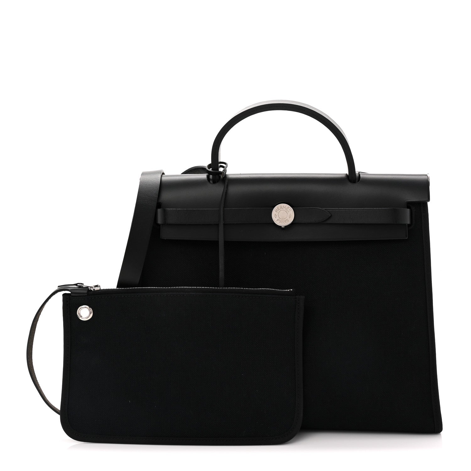 Hermes Military Toile Vache Hunter Herbag Zip PM 31 Black 3 of 11