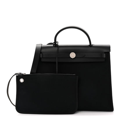 Hermes Military Toile Vache Hunter Herbag Zip PM 31 Black 3 of 11