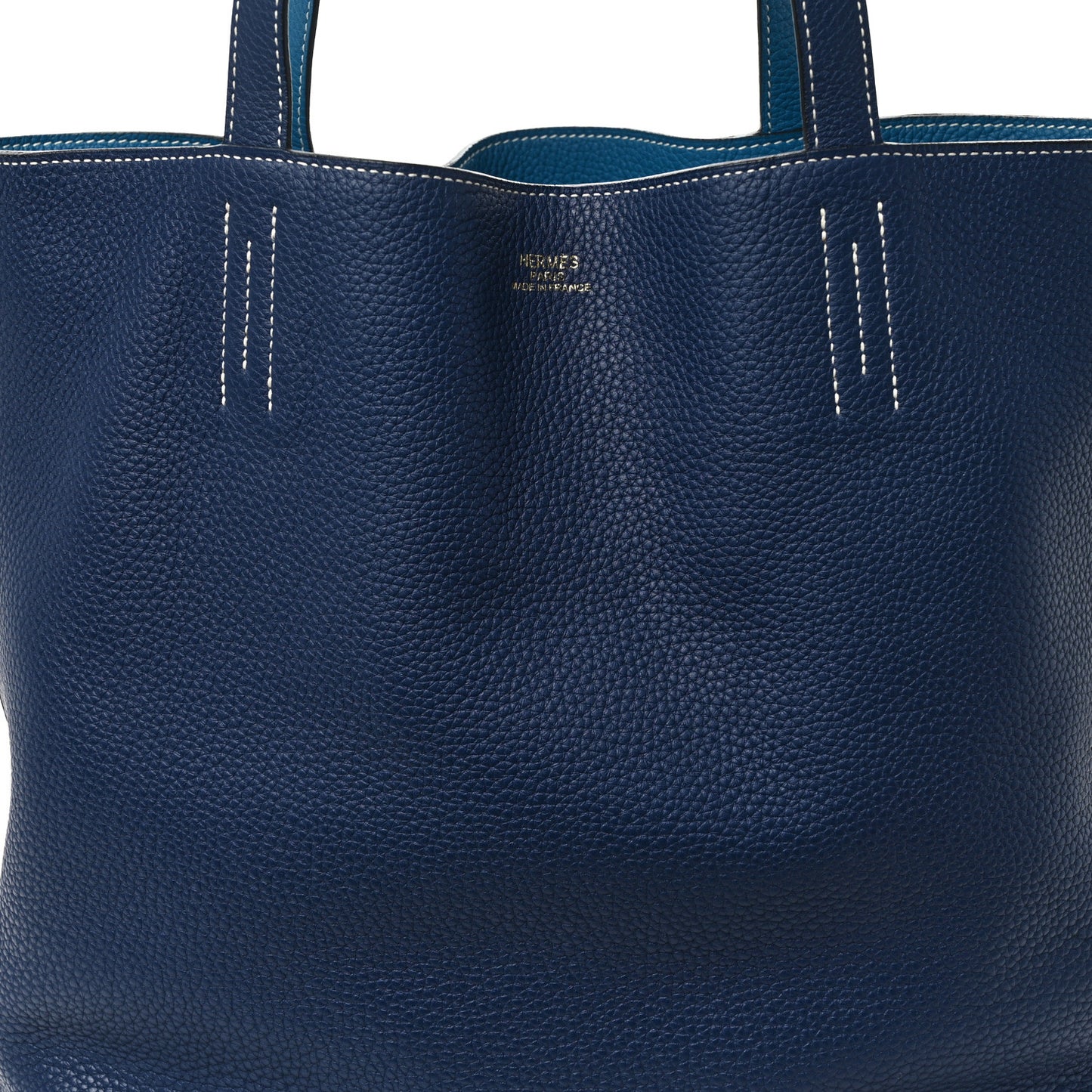 Taurillon Clemence Double Sens 36 Reversible Tote Deep Bleu Vert Bosphere