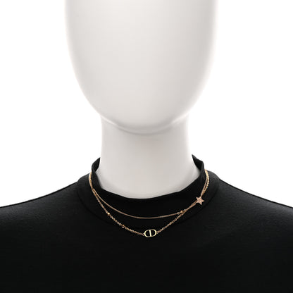 Christian Dior Metal Crystal Petit CD Double Necklace Gold 2 of 6