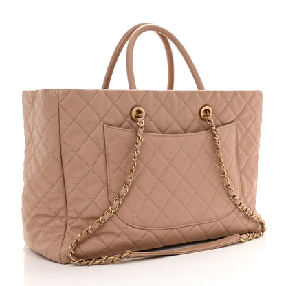 Chanel Caviar Quilted Large Coco Handle Shopping Tote Beige 3 of 9