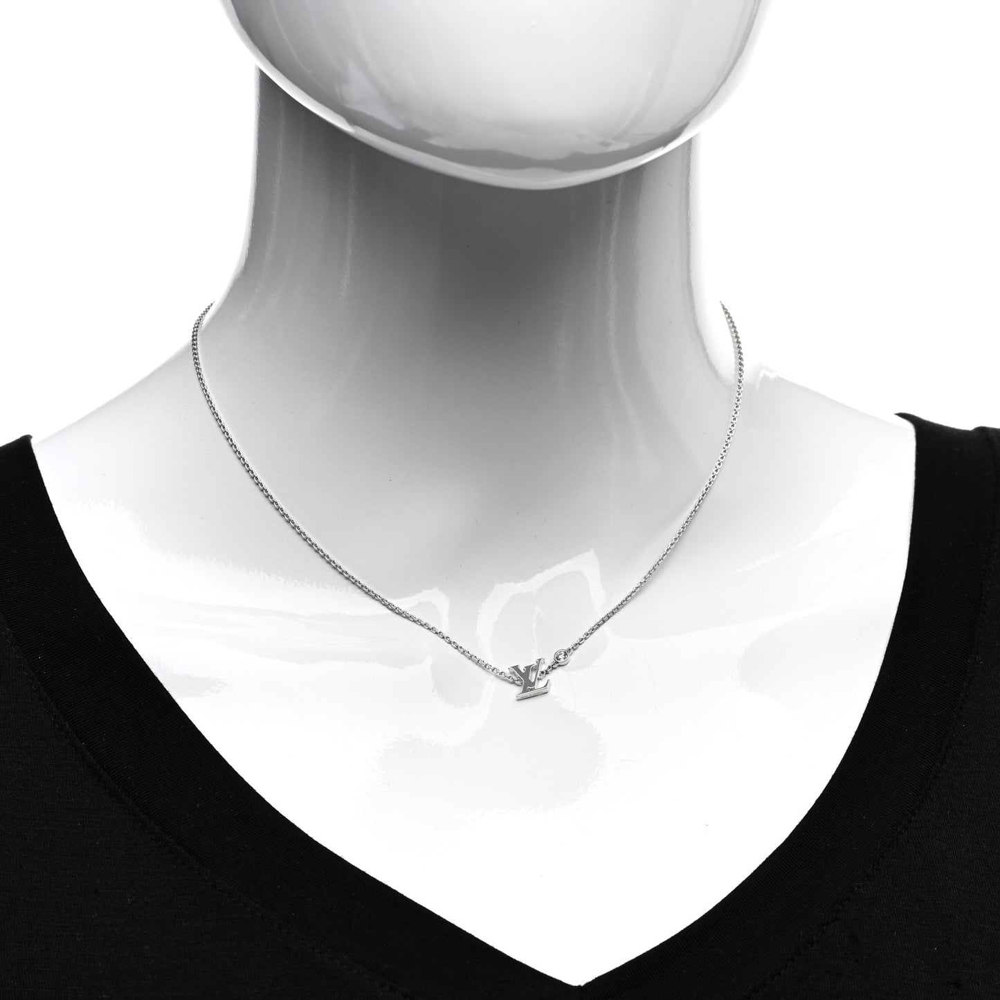 18K White Gold Diamond Idylle Blossom LV Pendant Necklace