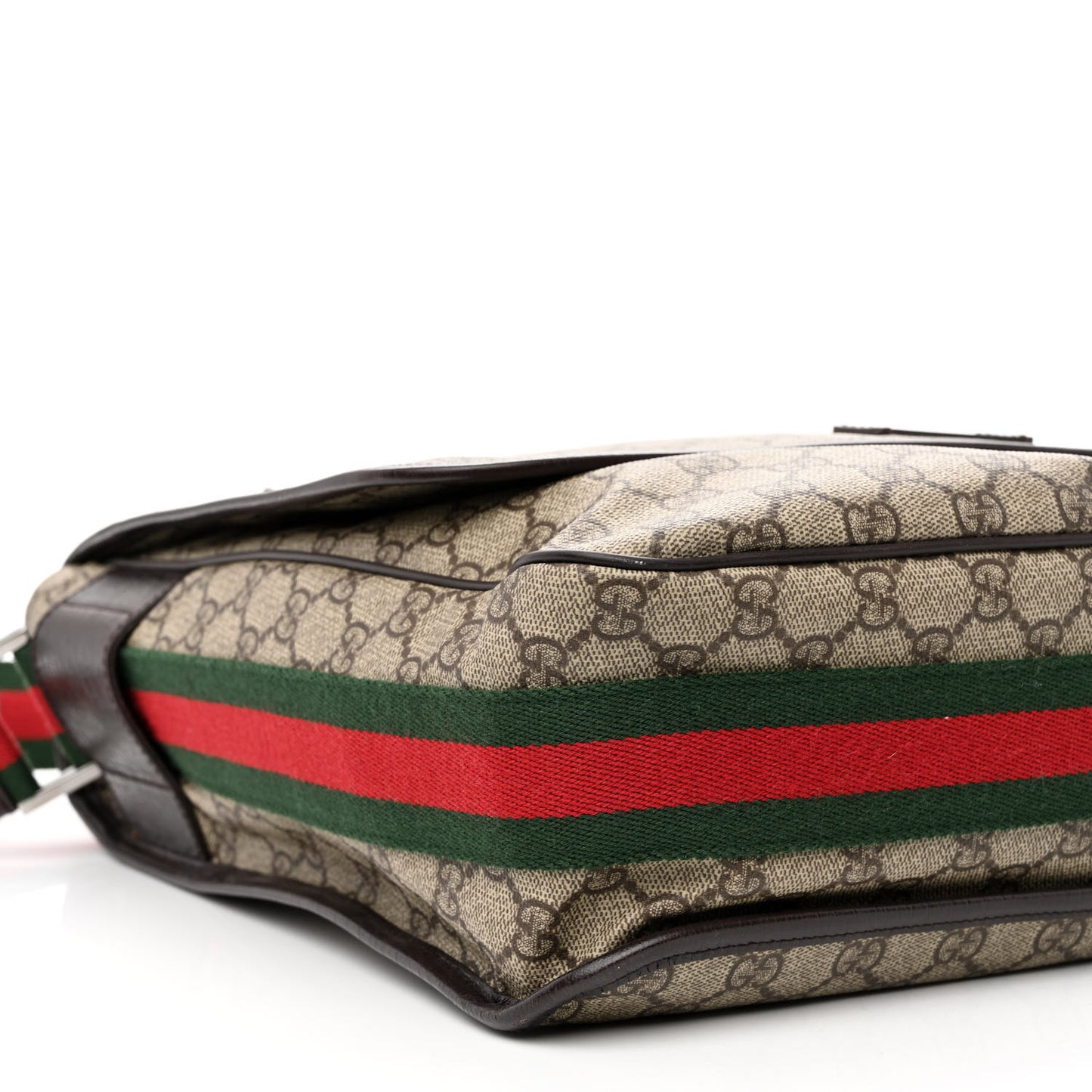 GG Plus Monogram Web Large Flap Messenger Bag Beige Dark Brown