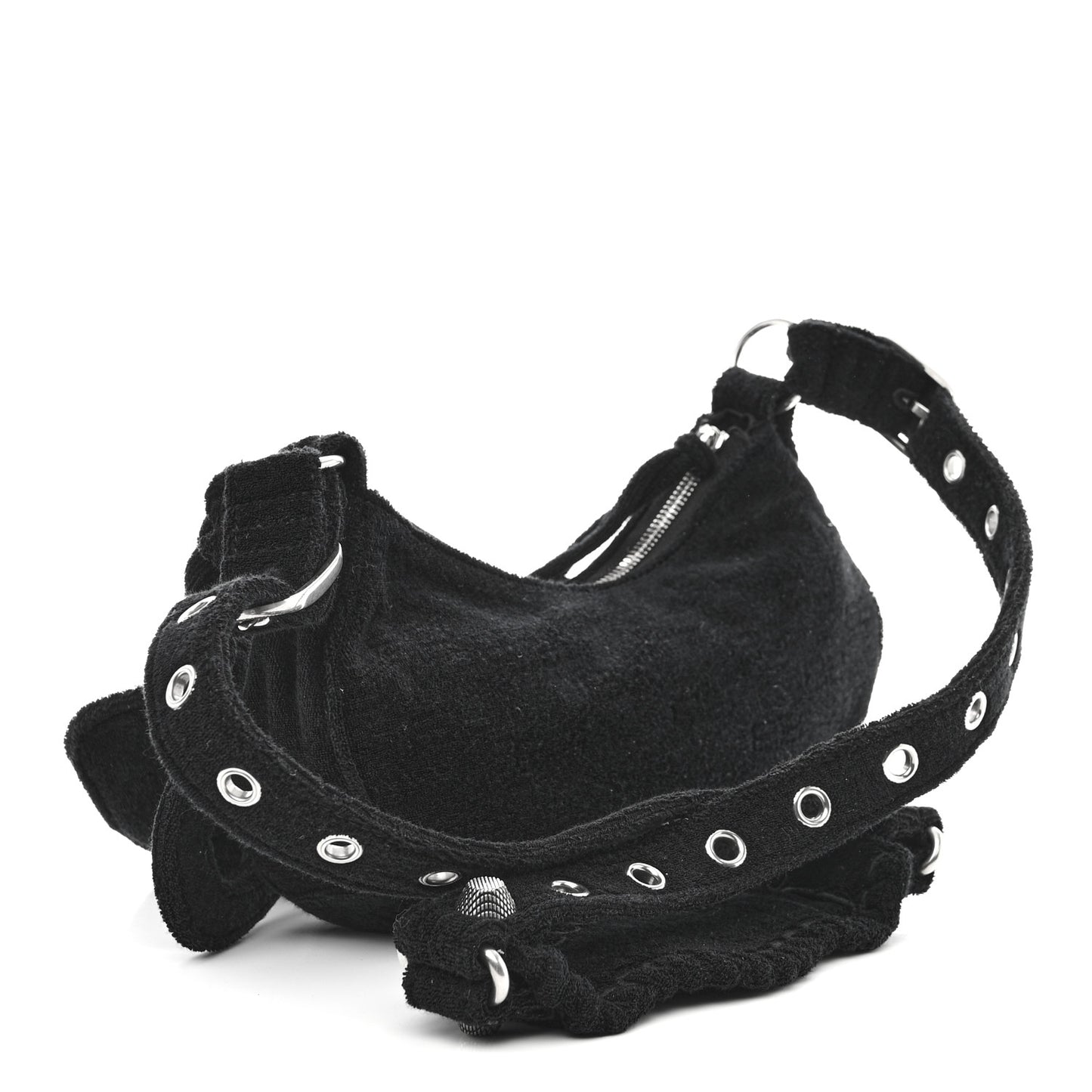 Terry Cloth Le Cagole Shoulder Bag XS Black