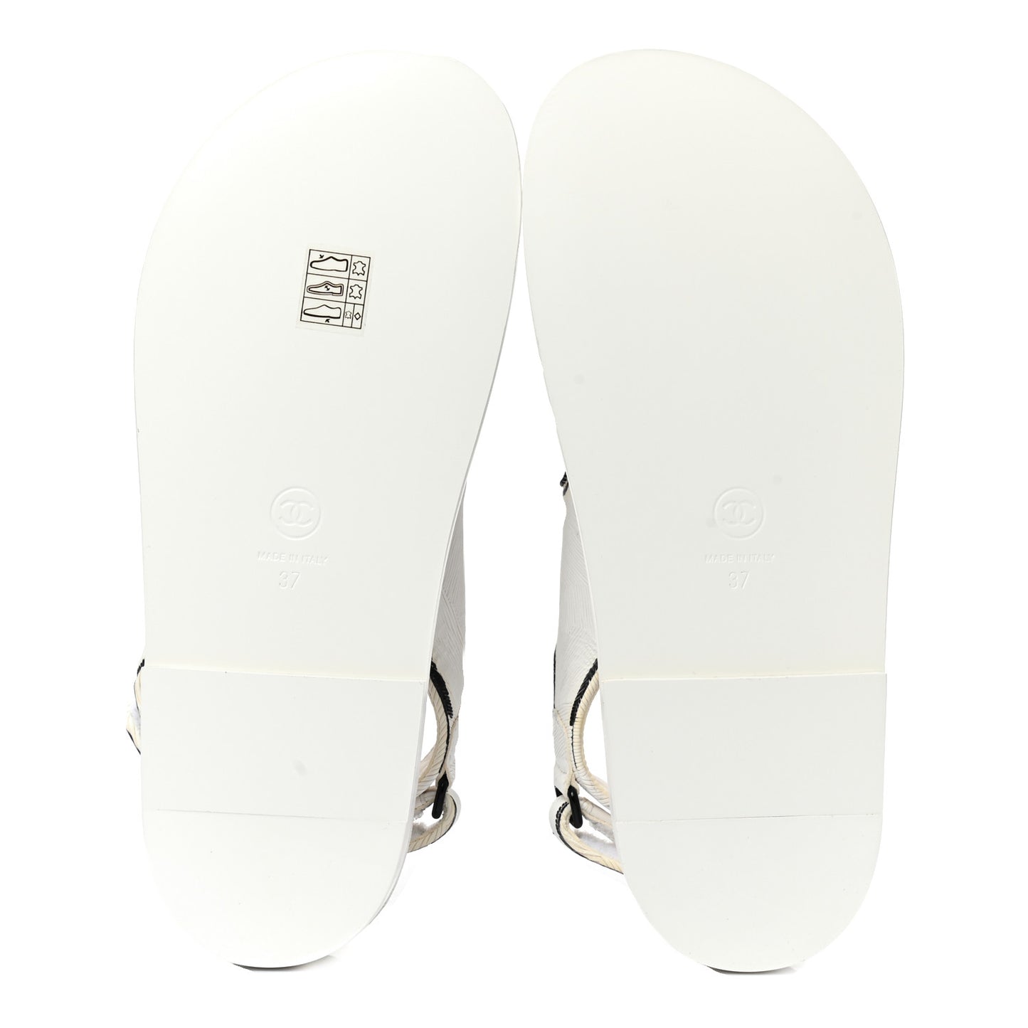 Calfskin Printed Velcro Dad Sandals 37 White Black