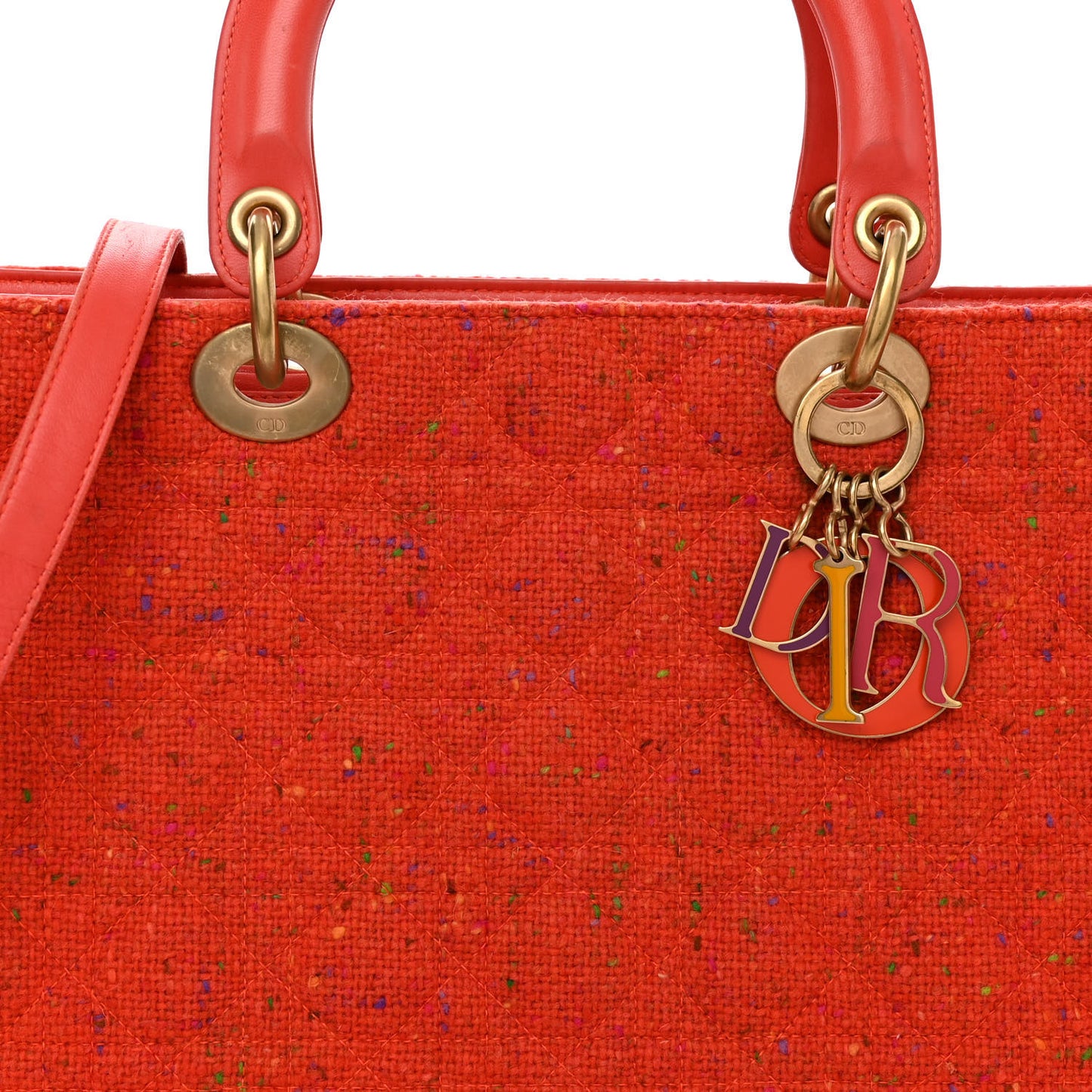Tweed Cannage Large Lady Dior Orange