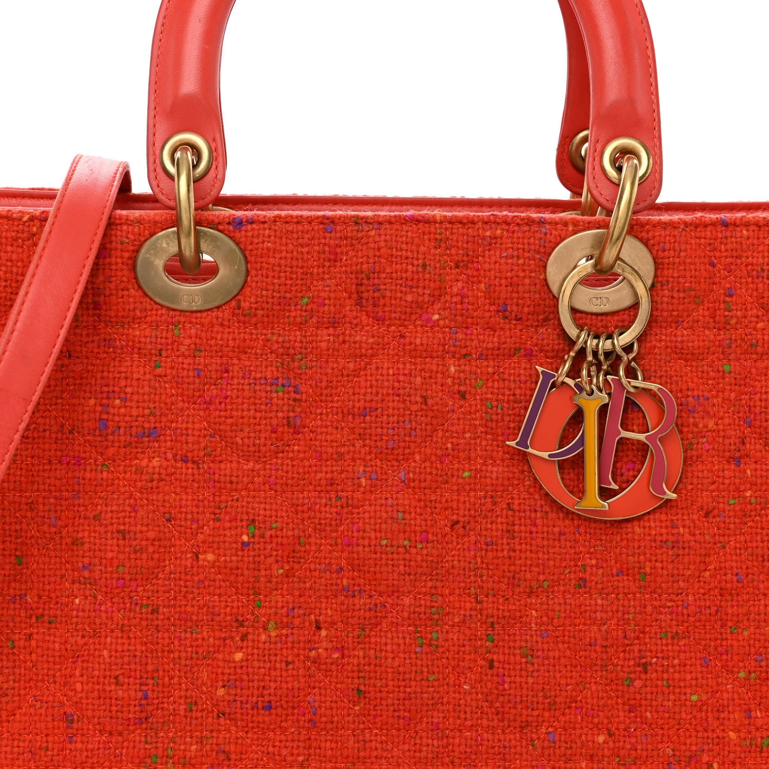 Christian Dior Tweed Cannage Large Lady Dior Orange 7 of 12
