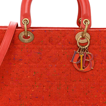 Christian Dior Tweed Cannage Large Lady Dior Orange 7 of 12