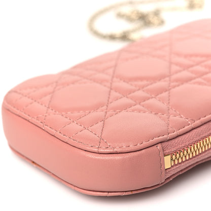 Christian Dior Lambskin Cannage Lady Dior Phone Holder Deep Nude 10 of 10